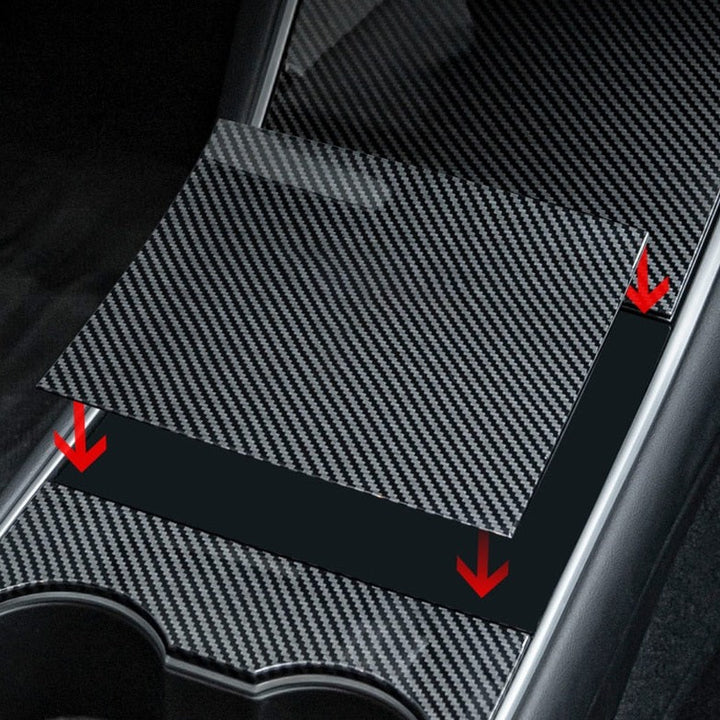 Carbon Fiber Center Console Trim Cover For Model 3