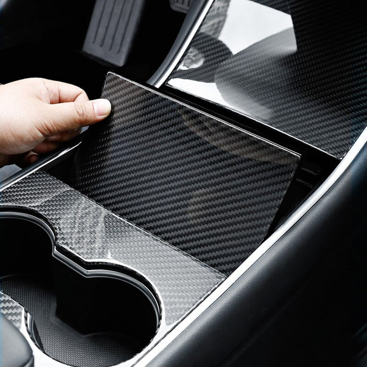 Carbon Fiber Center Console Trim Cover For Model 3