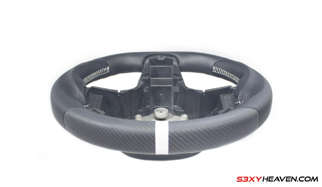 Handcrafted Steering Wheel for Model 3/Y - REAL Matte Carbon Fiber