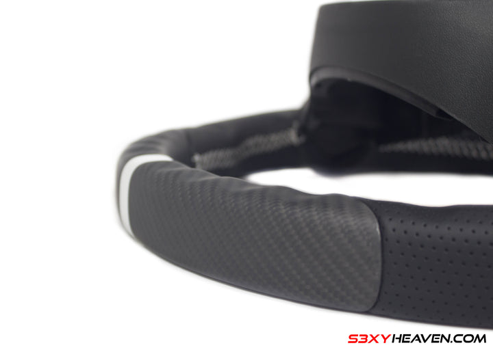 Handcrafted Steering Wheel for Model 3/Y - REAL Matte Carbon Fiber
